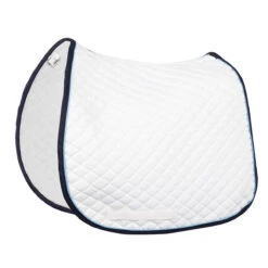 TuffRider Basic All Purpose Pad With Trim And Piping -Farm Housetack Store 100558 JPC TuffRider.Basic .AllPurpose.Saddle.Pad .Trim Piping White.Navy .LightBlue Side