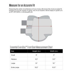 EquiFit Essential Everyday Front Boot -Farm Housetack Store 11277 EquiFit Essential.Everyday.Front .Boot Size.Chart