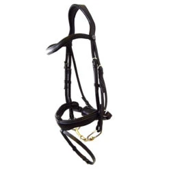 Antares Signature Dressage Flash Noseband Snaffle Bridle With Crank