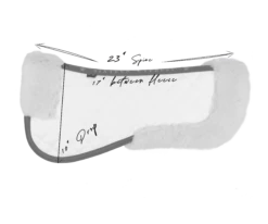 Sixteen Cypress Merino Wool Fleece Half Pad, Navy & Hickory -Farm Housetack Store Measurements wool fleece half pad2 2f146983 e92d 422c 8527 aadea8eb8b1e