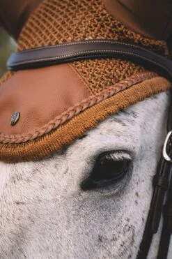 Sixteen Cypress Sound Softening Ear Net -Camel -Farm Housetack Store sixteen cypress equestrian ear net fly bonnetes 202516